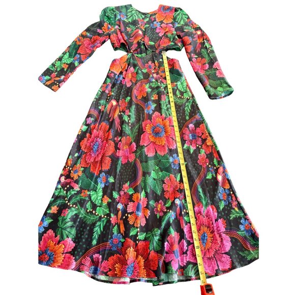 FARM Rio Black Blooming Garden Lenzin Ecovero Viscose Midi Dress Size M - Picture 8 of 16